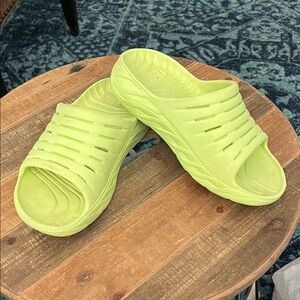 Hoka One One Ora Recovery Slide SandalLime Green Sandals-10(w)/8(m)